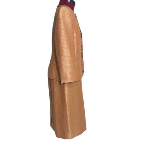 Kasper Skirt Suit Women's Size 6 Peach Metallic 2-Piece Set Skirt & Blazer - Picture 4 of 11
